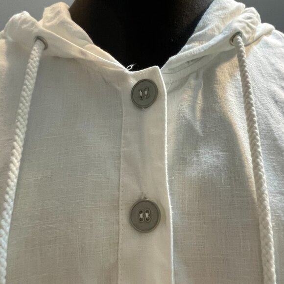 White linen and cotton dress BLU No. 9. Medium size. - Picture 6 of 14